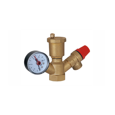 Contemporary Brass Pressure Relief Boiler Gas Safety Valve With Pressure Gauge